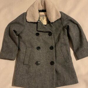 Girls Size 3T OshKosh Bgosh Tweed Coat with Removable Fleece Collar​​​​​​​​​